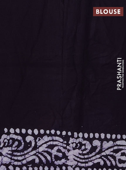 Batik cotton saree beige and violet with allover prints and batik printed border