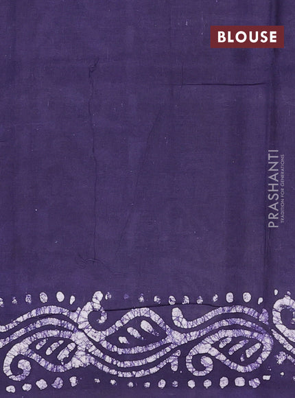 Batik cotton saree violet with allover prints and batik printed border