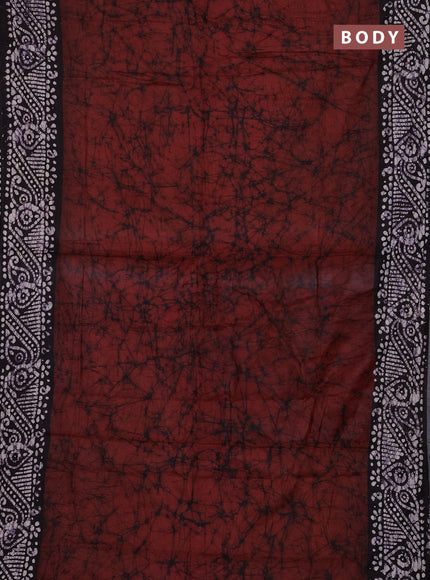 Batik cotton saree rust shade and jamun shade with allover prints and batik printed border