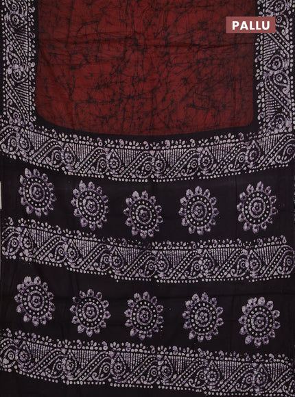 Batik cotton saree rust shade and jamun shade with allover prints and batik printed border
