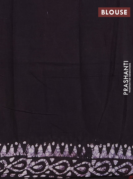 Batik cotton saree rust shade and jamun shade with allover prints and batik printed border