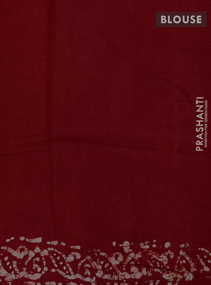 Batik cotton saree rust shade with allover prints and batik printed border