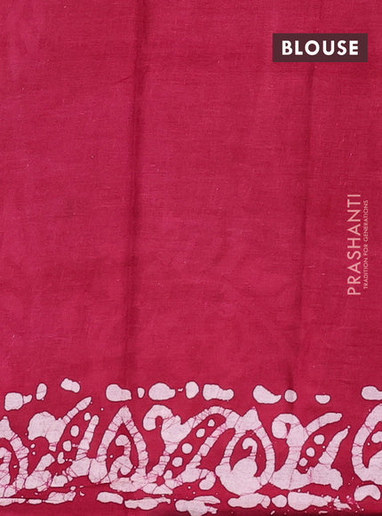 Batik cotton saree pink with allover prints and batik printed border