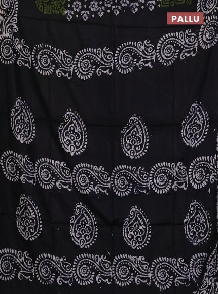 Batik cotton saree mehendi green and bottle green with allover prints and batik printed border
