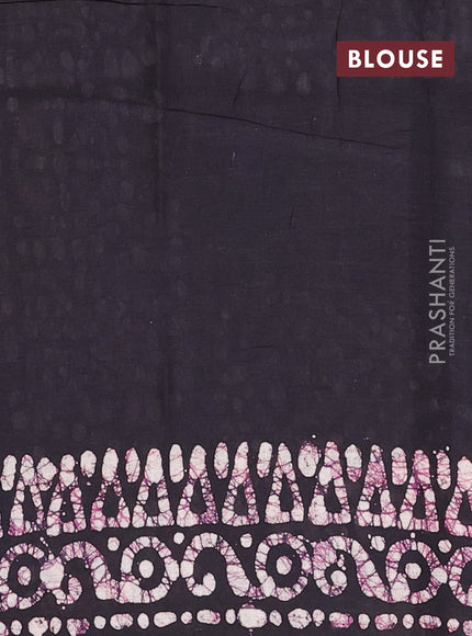 Batik cotton saree mango yellow and jamun shade with allover prints and batik printed border