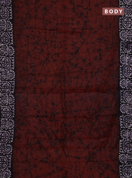 Batik cotton saree rust shade and jamun shade with allover prints and batik printed border