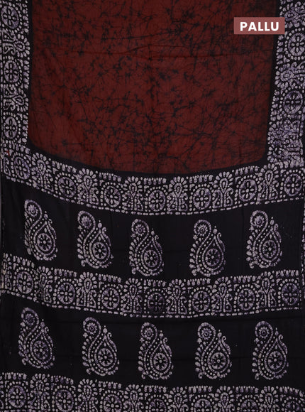 Batik cotton saree rust shade and jamun shade with allover prints and batik printed border