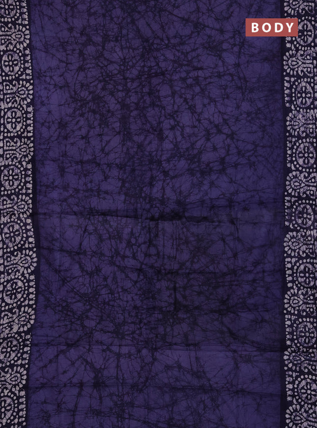Batik cotton saree greyish blue with allover prints and batik printed border