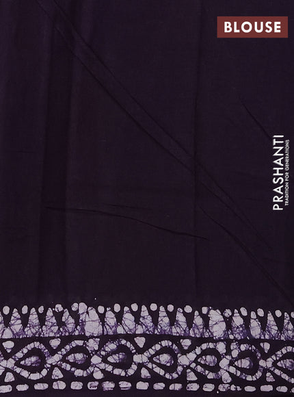 Batik cotton saree maroon and deep purple with allover prints and batik printed border