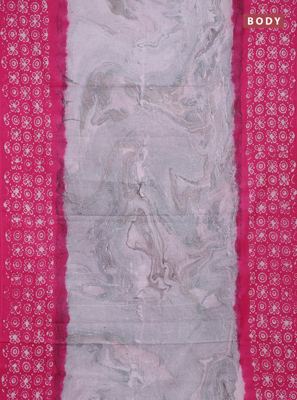 Batik cotton saree multi colour and pink with allover prints and batik printed border