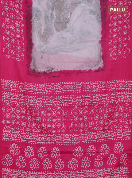 Batik cotton saree multi colour and pink with allover prints and batik printed border