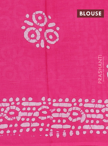 Batik cotton saree multi colour and pink with allover prints and batik printed border