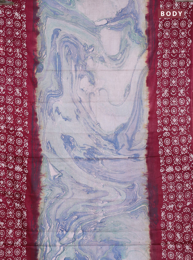 Batik cotton saree multi colour and pink with allover prints and batik printed border