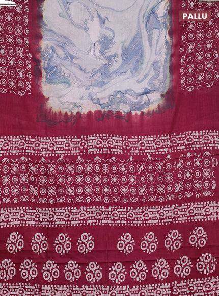 Batik cotton saree multi colour and pink with allover prints and batik printed border