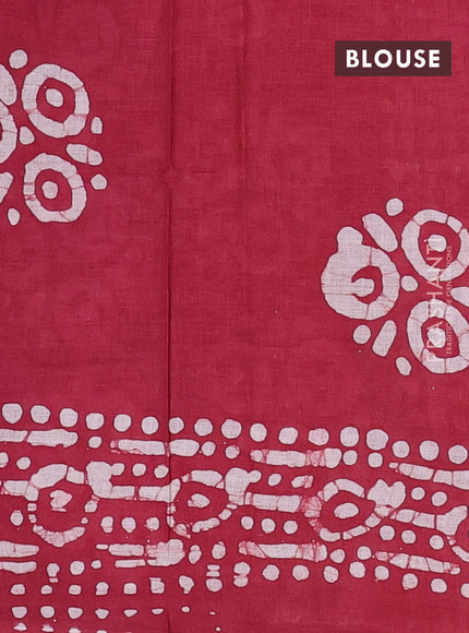 Batik cotton saree multi colour and red with allover prints and batik printed border