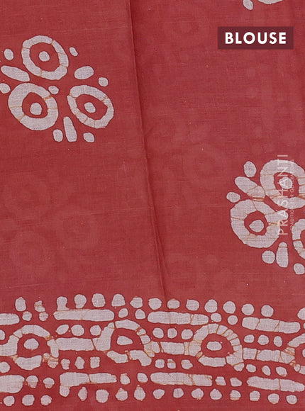 Batik cotton saree multi colour and pastel maroon with allover prints and batik printed border