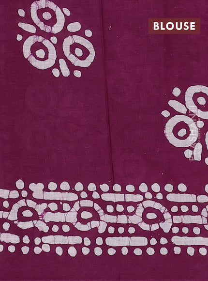 Batik cotton saree multi colour and wine shade with allover prints and batik printed border