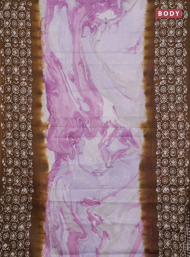 Batik cotton saree multi colour and mehendi green with allover prints and batik printed border