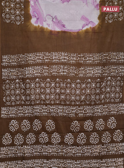 Batik cotton saree multi colour and mehendi green with allover prints and batik printed border