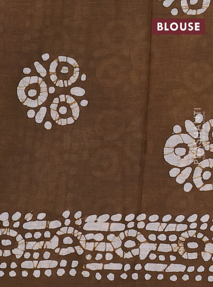 Batik cotton saree multi colour and mehendi green with allover prints and batik printed border