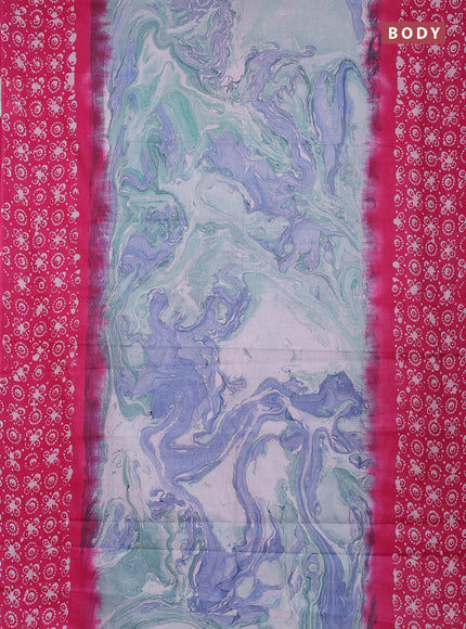Batik cotton saree multi colour and pink with allover prints and batik printed border