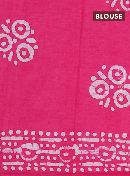 Batik cotton saree multi colour and pink with allover prints and batik printed border