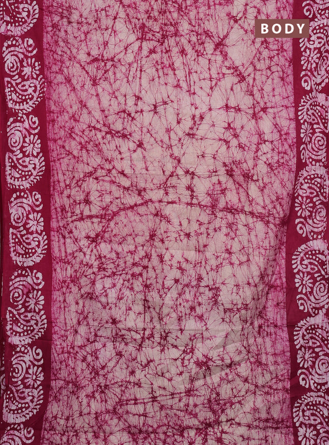 Batik cotton saree pink with allover prints and batik printed border