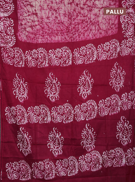 Batik cotton saree pink with allover prints and batik printed border