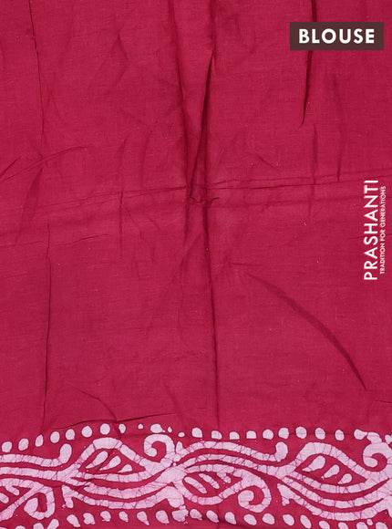 Batik cotton saree pink with allover prints and batik printed border