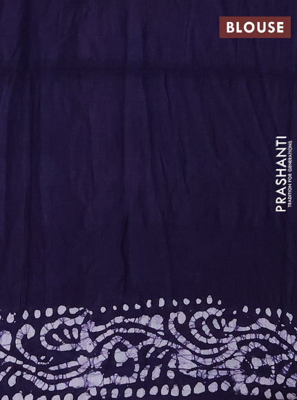 Batik cotton saree violet with allover prints and batik printed border