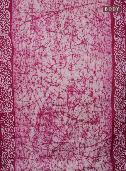 Batik cotton saree pink with allover prints and batik printed border