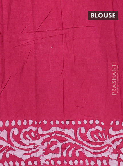 Batik cotton saree pink with allover prints and batik printed border
