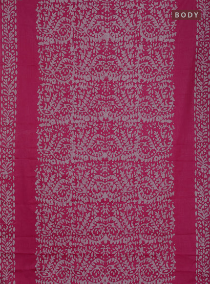 Batik cotton saree pink with allover prints and batik printed border