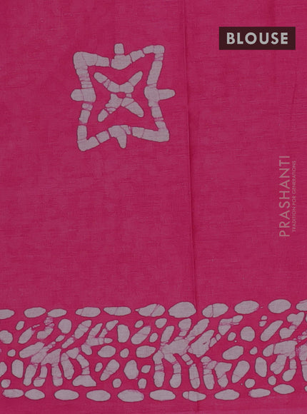 Batik cotton saree pink with allover prints and batik printed border