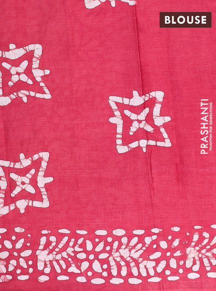 Batik cotton saree maroon with allover prints and batik printed border