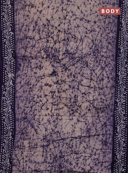 Batik cotton saree vilolet with allover prints and batik printed border