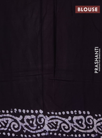 Batik cotton saree vilolet with allover prints and batik printed border