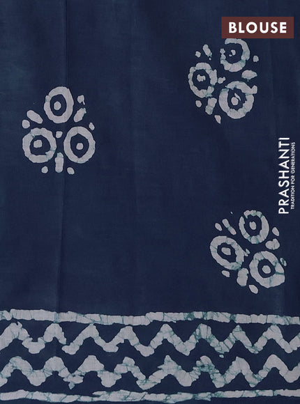 Batik cotton saree deep wine shade and blue with batik butta prints and batik printed border