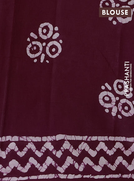 Batik cotton saree pink and deep purple with batik butta prints and batik printed border