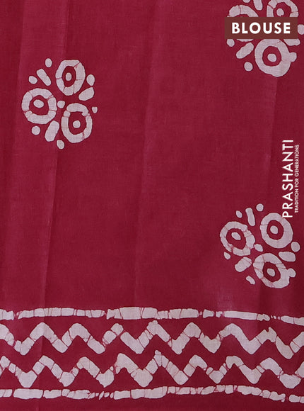 Batik cotton saree dark mustard and magenta pink with batik butta prints and batik printed border