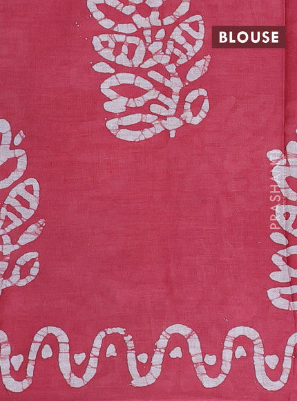Batik cotton saree navy blue and maroon with batik butta prints and batik printed border