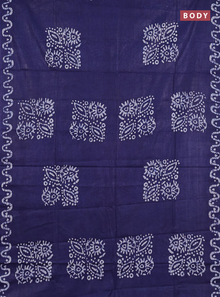 Batik cotton saree blue and maroon with batik butta prints and batik printed border