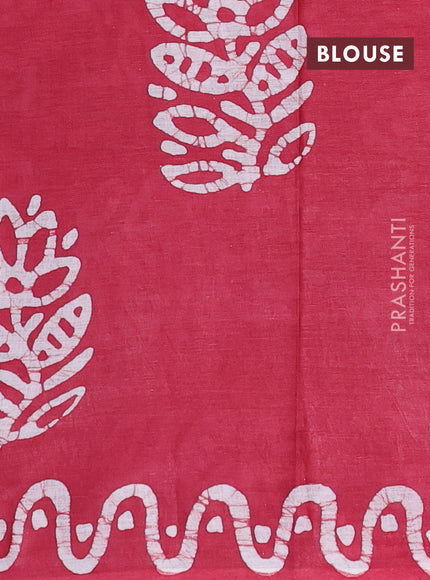 Batik cotton saree blue and maroon with batik butta prints and batik printed border