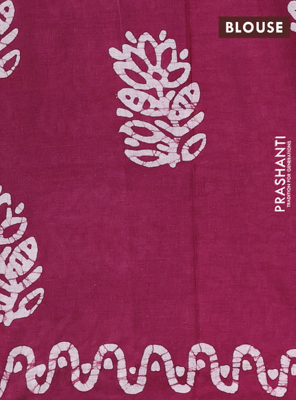 Batik cotton saree mustard yellow and magenta pink with batik butta prints and batik printed border