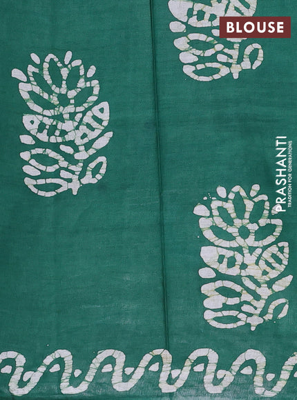 Batik cotton saree violet and green with batik butta prints and batik printed border