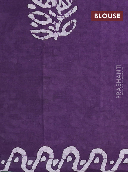 Batik cotton saree greyish green with batik butta prints and batik printed border