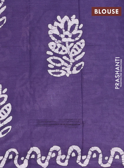 Batik cotton saree pastel maroon and violet with batik butta prints and batik printed border