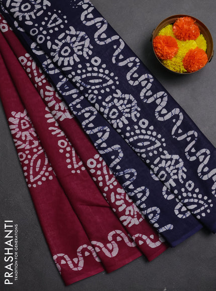 Batik cotton saree with batik butta prints and batik printed border