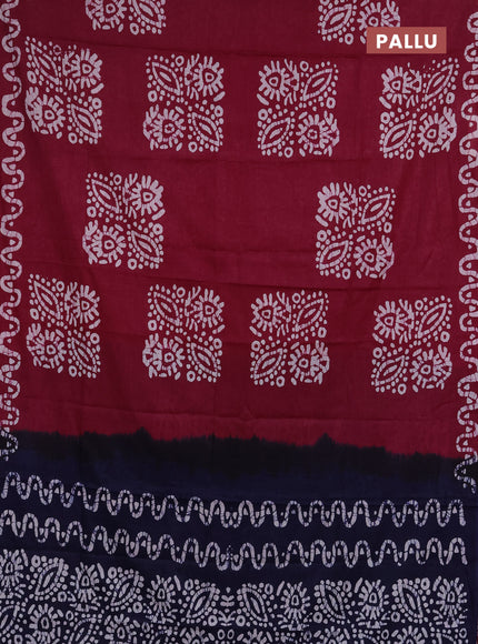 Batik cotton saree with batik butta prints and batik printed border