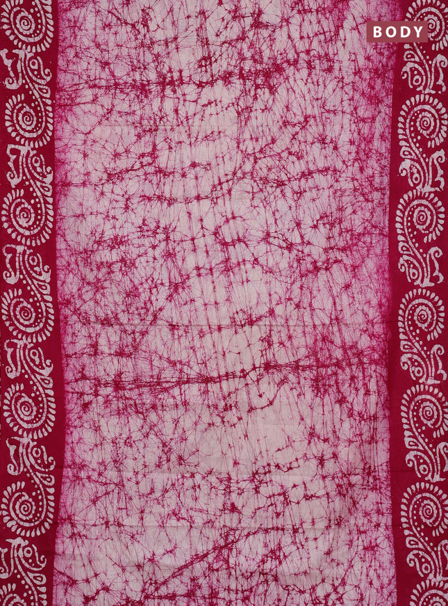 Batik cotton saree pink with allover prints and batik printed border